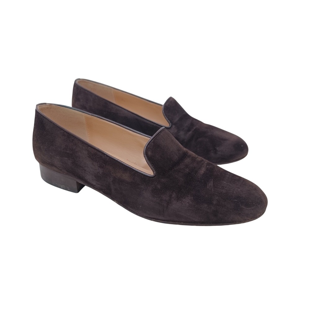 Talbots Womens Dark Brown Suede Smoking Slipper Loafers Made in Spain 8M 2080